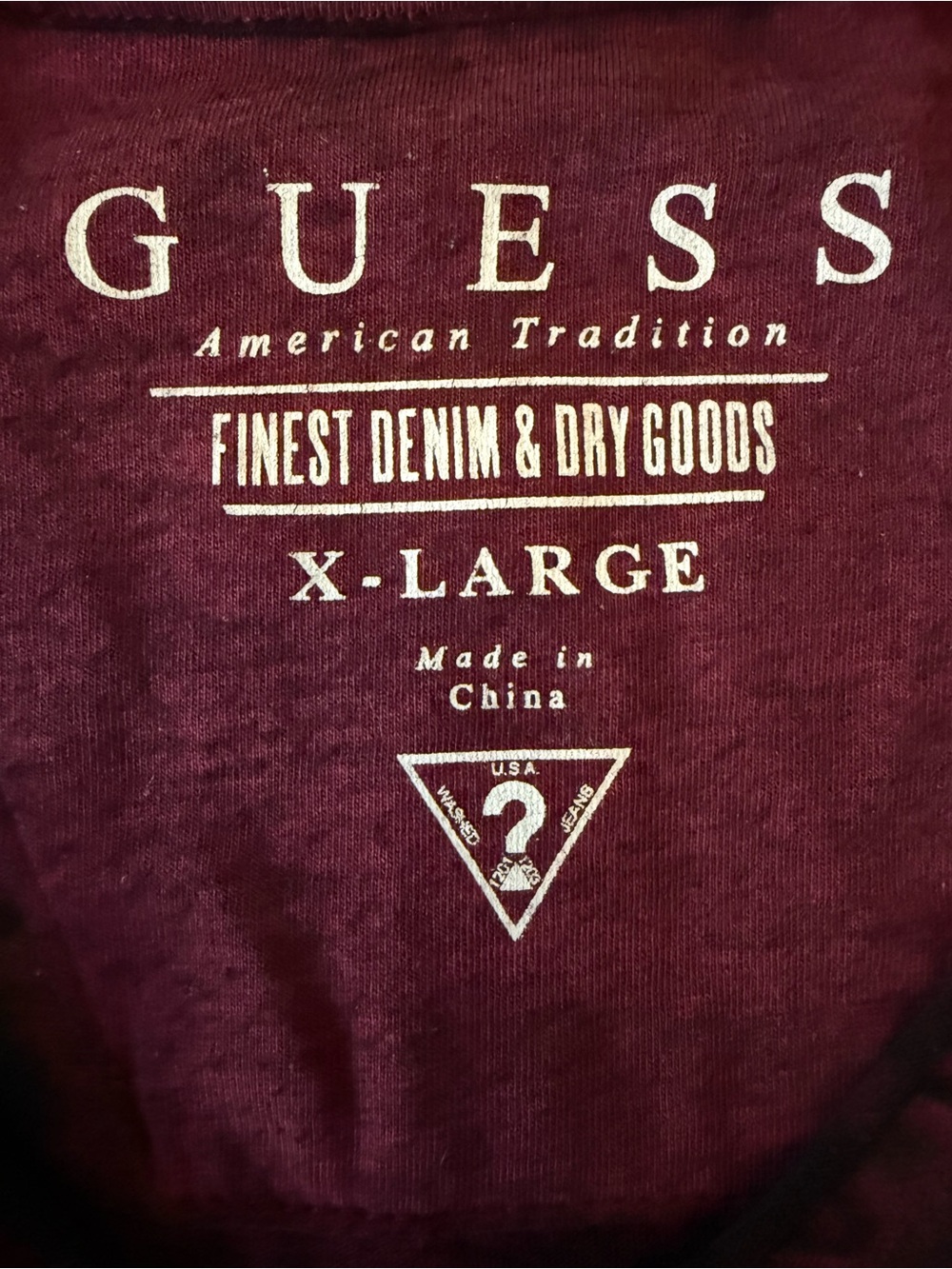 GUESS Men’s XL Burgundy Washed V-Neck Long Sleeve Shirt Distressed Casual - Picture 6 of 7